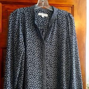 Ann Taylor Loft Split Neck Utility Blouse Sz XS